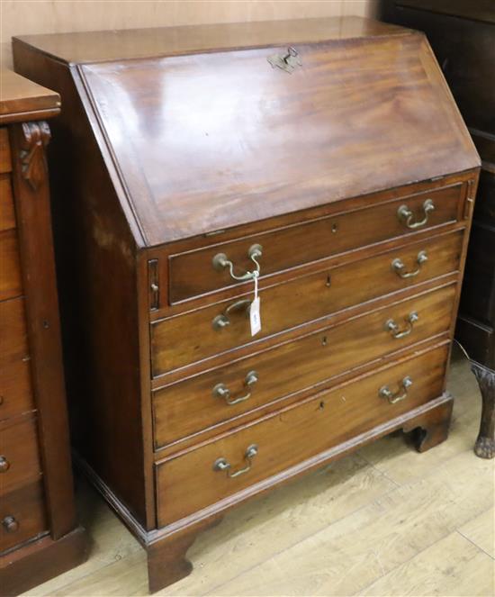 A George III mahogany bureau W.92cm